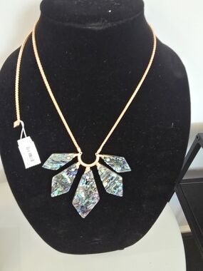 Kendra Scott Rose Gold Abalone Fan Statement Necklace